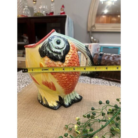 Bassano Made in Italy Ceramic Vintage Tropical Fish Pitcher Pottery Hand Painted - Picture 10 of 11
